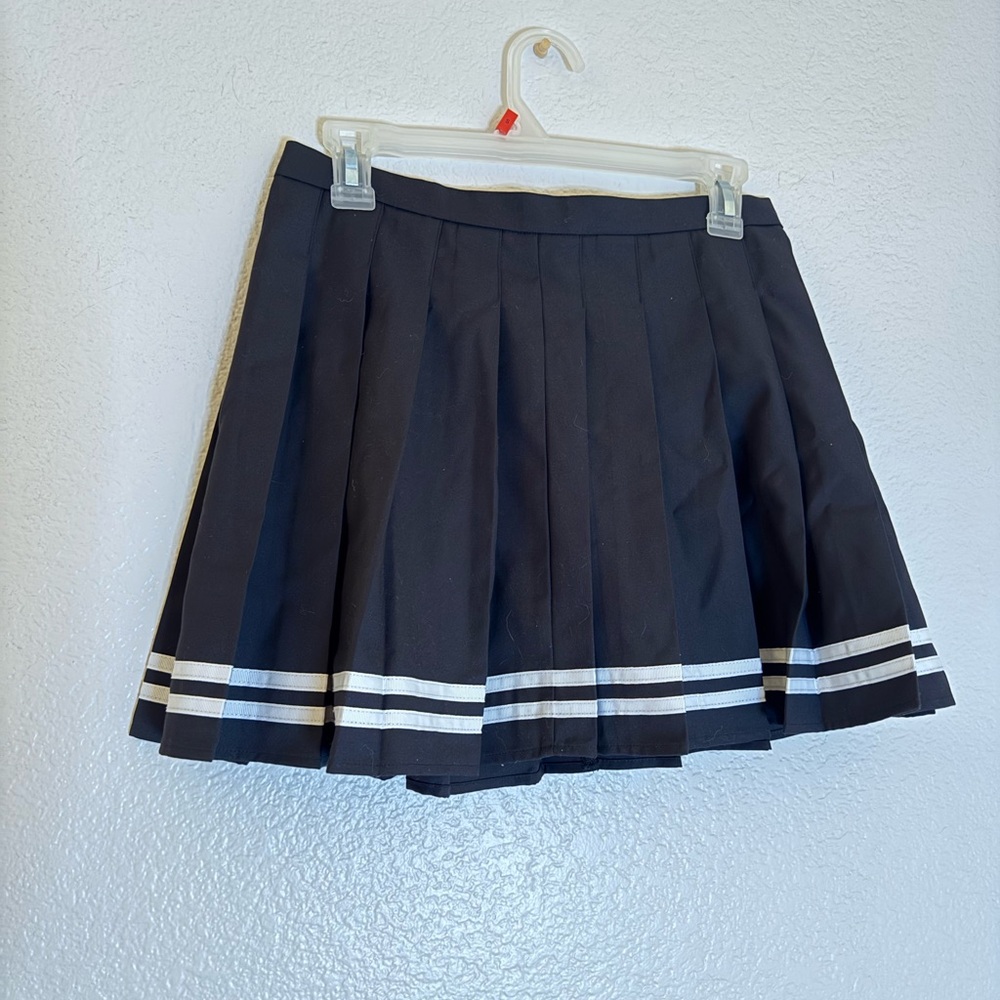 Forever 21 Black & Red Skater Skirt with White Stripes